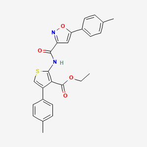 molecular formula C25H22N2O4S B11350213 Ethyl 4-(4-methylphenyl)-2-({[5-(4-methylphenyl)-1,2-oxazol-3-yl]carbonyl}amino)thiophene-3-carboxylate 