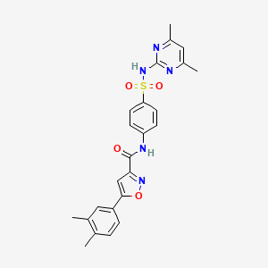 molecular formula C24H23N5O4S B11350291 5-(3,4-dimethylphenyl)-N-{4-[(4,6-dimethylpyrimidin-2-yl)sulfamoyl]phenyl}-1,2-oxazole-3-carboxamide 