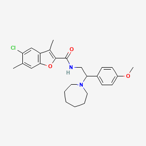 molecular formula C26H31ClN2O3 B11350297 N-[2-(azepan-1-yl)-2-(4-methoxyphenyl)ethyl]-5-chloro-3,6-dimethyl-1-benzofuran-2-carboxamide 