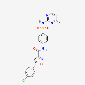 molecular formula C22H18ClN5O4S B11350381 5-(4-chlorophenyl)-N-{4-[(4,6-dimethylpyrimidin-2-yl)sulfamoyl]phenyl}-1,2-oxazole-3-carboxamide 