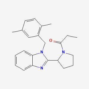 molecular formula C23H27N3O B11350404 1-{2-[1-(2,5-dimethylbenzyl)-1H-benzimidazol-2-yl]pyrrolidin-1-yl}propan-1-one 