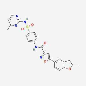 molecular formula C24H21N5O5S B11350424 5-(2-methyl-2,3-dihydro-1-benzofuran-5-yl)-N-{4-[(4-methylpyrimidin-2-yl)sulfamoyl]phenyl}-1,2-oxazole-3-carboxamide 