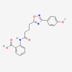 molecular formula C20H19N3O5 B11350430 2-{4-[3-(4-Methoxyphenyl)-1,2,4-oxadiazol-5-YL]butanamido}benzoic acid 