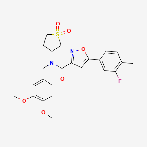 molecular formula C24H25FN2O6S B11350480 N-(3,4-dimethoxybenzyl)-N-(1,1-dioxidotetrahydrothiophen-3-yl)-5-(3-fluoro-4-methylphenyl)-1,2-oxazole-3-carboxamide 