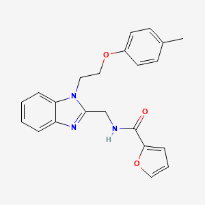 molecular formula C22H21N3O3 B11350491 N-({1-[2-(4-methylphenoxy)ethyl]-1H-benzimidazol-2-yl}methyl)furan-2-carboxamide 