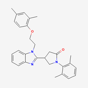 molecular formula C29H31N3O2 B11350573 4-{1-[2-(2,4-dimethylphenoxy)ethyl]-1H-benzimidazol-2-yl}-1-(2,6-dimethylphenyl)pyrrolidin-2-one 