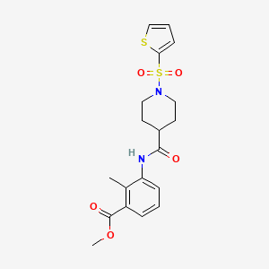 molecular formula C19H22N2O5S2 B11350617 Methyl 2-methyl-3-({[1-(thiophen-2-ylsulfonyl)piperidin-4-yl]carbonyl}amino)benzoate 