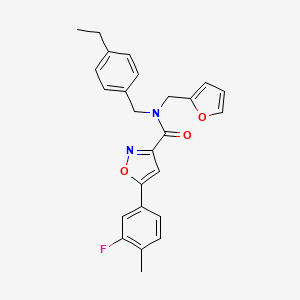 molecular formula C25H23FN2O3 B11350643 N-(4-ethylbenzyl)-5-(3-fluoro-4-methylphenyl)-N-(furan-2-ylmethyl)-1,2-oxazole-3-carboxamide 