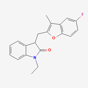 1-ethyl-3-[(5-fluoro-3-methyl-1-benzofuran-2-yl)methyl]-1,3-dihydro-2H-indol-2-one