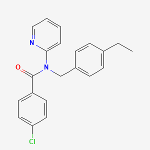 molecular formula C21H19ClN2O B11350736 4-chloro-N-(4-ethylbenzyl)-N-(pyridin-2-yl)benzamide 