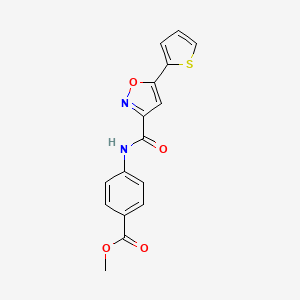 molecular formula C16H12N2O4S B11350748 Methyl 4-({[5-(thiophen-2-yl)-1,2-oxazol-3-yl]carbonyl}amino)benzoate 