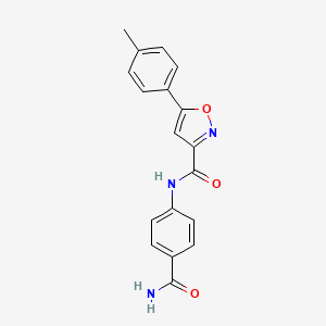 molecular formula C18H15N3O3 B11350753 N-(4-carbamoylphenyl)-5-(4-methylphenyl)-1,2-oxazole-3-carboxamide 