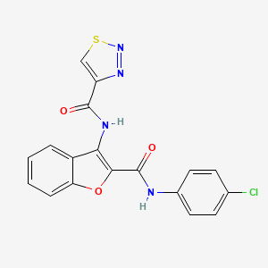 molecular formula C18H11ClN4O3S B11350814 N-{2-[(4-chlorophenyl)carbamoyl]-1-benzofuran-3-yl}-1,2,3-thiadiazole-4-carboxamide 