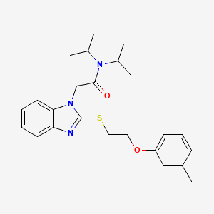 2-(2-{[2-(3-methylphenoxy)ethyl]sulfanyl}-1H-benzimidazol-1-yl)-N,N-di(propan-2-yl)acetamide