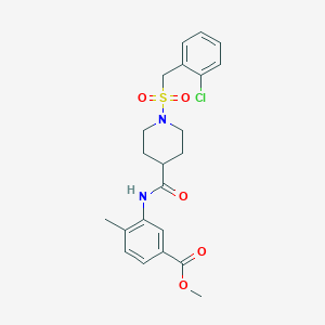 molecular formula C22H25ClN2O5S B11350886 Methyl 3-[({1-[(2-chlorobenzyl)sulfonyl]piperidin-4-yl}carbonyl)amino]-4-methylbenzoate 