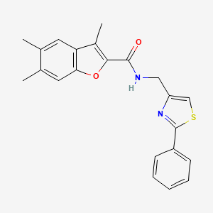 molecular formula C22H20N2O2S B11350908 3,5,6-trimethyl-N-[(2-phenyl-1,3-thiazol-4-yl)methyl]-1-benzofuran-2-carboxamide 