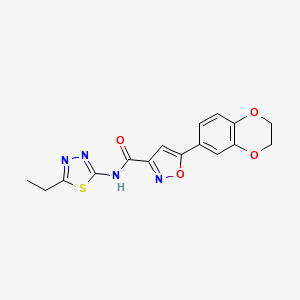 5-(2,3-dihydro-1,4-benzodioxin-6-yl)-N-(5-ethyl-1,3,4-thiadiazol-2-yl)-1,2-oxazole-3-carboxamide