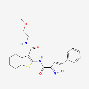 molecular formula C22H23N3O4S B11351013 N-{3-[(2-methoxyethyl)carbamoyl]-4,5,6,7-tetrahydro-1-benzothiophen-2-yl}-5-phenyl-1,2-oxazole-3-carboxamide 