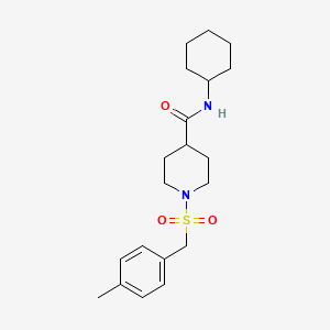 molecular formula C20H30N2O3S B11351037 N-cyclohexyl-1-[(4-methylbenzyl)sulfonyl]piperidine-4-carboxamide 