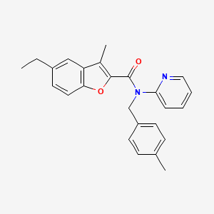 molecular formula C25H24N2O2 B11351090 5-ethyl-3-methyl-N-(4-methylbenzyl)-N-(pyridin-2-yl)-1-benzofuran-2-carboxamide 