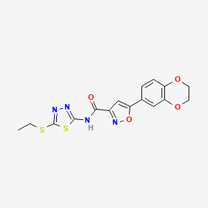 5-(2,3-dihydro-1,4-benzodioxin-6-yl)-N-[5-(ethylsulfanyl)-1,3,4-thiadiazol-2-yl]-1,2-oxazole-3-carboxamide