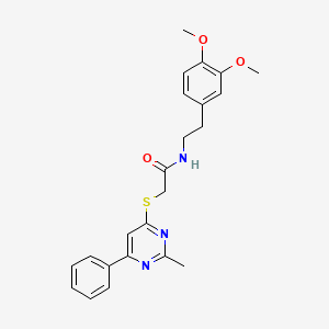 molecular formula C23H25N3O3S B11351141 N-(3,4-dimethoxyphenethyl)-2-((2-methyl-6-phenylpyrimidin-4-yl)thio)acetamide 