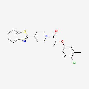 molecular formula C22H23ClN2O2S B11351144 1-[4-(1,3-Benzothiazol-2-yl)piperidin-1-yl]-2-(4-chloro-3-methylphenoxy)propan-1-one 