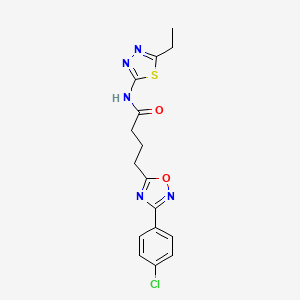 molecular formula C16H16ClN5O2S B11351148 4-[3-(4-chlorophenyl)-1,2,4-oxadiazol-5-yl]-N-(5-ethyl-1,3,4-thiadiazol-2-yl)butanamide 