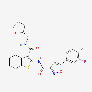 5-(3-fluoro-4-methylphenyl)-N-{3-[(tetrahydrofuran-2-ylmethyl)carbamoyl]-4,5,6,7-tetrahydro-1-benzothiophen-2-yl}-1,2-oxazole-3-carboxamide