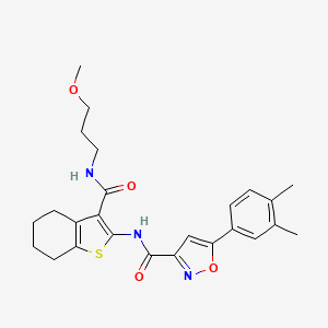 molecular formula C25H29N3O4S B11351186 5-(3,4-dimethylphenyl)-N-{3-[(3-methoxypropyl)carbamoyl]-4,5,6,7-tetrahydro-1-benzothiophen-2-yl}-1,2-oxazole-3-carboxamide 