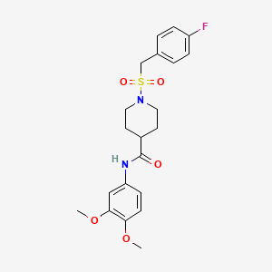 molecular formula C21H25FN2O5S B11351227 N-(3,4-dimethoxyphenyl)-1-[(4-fluorobenzyl)sulfonyl]piperidine-4-carboxamide 