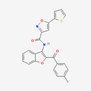 molecular formula C24H16N2O4S B11351277 N-{2-[(4-methylphenyl)carbonyl]-1-benzofuran-3-yl}-5-(thiophen-2-yl)-1,2-oxazole-3-carboxamide 