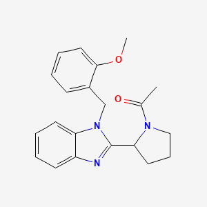 molecular formula C21H23N3O2 B11351282 1-{2-[1-(2-methoxybenzyl)-1H-benzimidazol-2-yl]pyrrolidin-1-yl}ethanone 