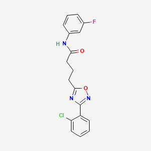 molecular formula C18H15ClFN3O2 B11351311 4-[3-(2-chlorophenyl)-1,2,4-oxadiazol-5-yl]-N-(3-fluorophenyl)butanamide 