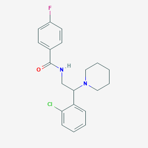 molecular formula C20H22ClFN2O B11351382 N-[2-(2-chlorophenyl)-2-(piperidin-1-yl)ethyl]-4-fluorobenzamide 