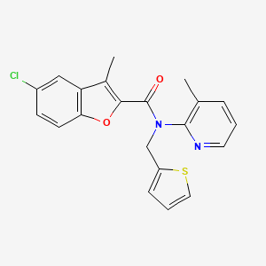 5-chloro-3-methyl-N-(3-methylpyridin-2-yl)-N-(thiophen-2-ylmethyl)-1-benzofuran-2-carboxamide