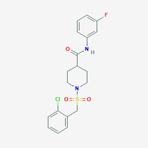 molecular formula C19H20ClFN2O3S B11351452 1-[(2-chlorobenzyl)sulfonyl]-N-(3-fluorophenyl)piperidine-4-carboxamide 