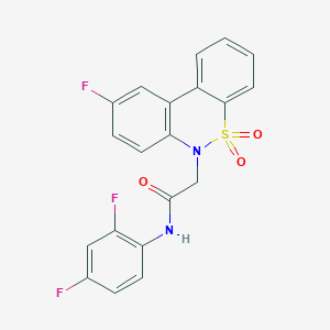 molecular formula C20H13F3N2O3S B11351465 N-(2,4-difluorophenyl)-2-(9-fluoro-5,5-dioxido-6H-dibenzo[c,e][1,2]thiazin-6-yl)acetamide 