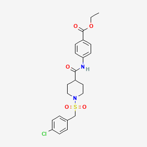 molecular formula C22H25ClN2O5S B11351474 Ethyl 4-[({1-[(4-chlorobenzyl)sulfonyl]piperidin-4-yl}carbonyl)amino]benzoate 