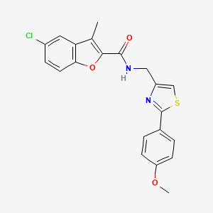 molecular formula C21H17ClN2O3S B11351512 5-chloro-N-{[2-(4-methoxyphenyl)-1,3-thiazol-4-yl]methyl}-3-methyl-1-benzofuran-2-carboxamide 