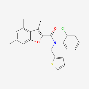 N-(2-chlorophenyl)-3,4,6-trimethyl-N-(thiophen-2-ylmethyl)-1-benzofuran-2-carboxamide