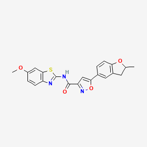 molecular formula C21H17N3O4S B11351598 N-(6-methoxy-1,3-benzothiazol-2-yl)-5-(2-methyl-2,3-dihydro-1-benzofuran-5-yl)-1,2-oxazole-3-carboxamide 