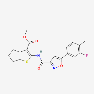 molecular formula C20H17FN2O4S B11351641 methyl 2-({[5-(3-fluoro-4-methylphenyl)-1,2-oxazol-3-yl]carbonyl}amino)-5,6-dihydro-4H-cyclopenta[b]thiophene-3-carboxylate 