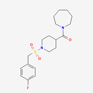 molecular formula C19H27FN2O3S B11351844 Azepan-1-yl{1-[(4-fluorobenzyl)sulfonyl]piperidin-4-yl}methanone 