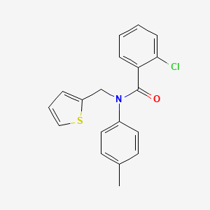 molecular formula C19H16ClNOS B11351863 2-chloro-N-(4-methylphenyl)-N-(thiophen-2-ylmethyl)benzamide 