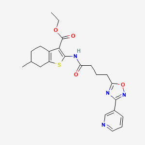 Ethyl 6-methyl-2-({4-[3-(pyridin-3-yl)-1,2,4-oxadiazol-5-yl]butanoyl}amino)-4,5,6,7-tetrahydro-1-benzothiophene-3-carboxylate