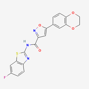 molecular formula C19H12FN3O4S B11352210 5-(2,3-dihydro-1,4-benzodioxin-6-yl)-N-(6-fluoro-1,3-benzothiazol-2-yl)-1,2-oxazole-3-carboxamide 