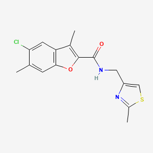 molecular formula C16H15ClN2O2S B11352279 5-chloro-3,6-dimethyl-N-[(2-methyl-1,3-thiazol-4-yl)methyl]-1-benzofuran-2-carboxamide 