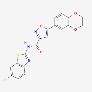 N-(6-chloro-1,3-benzothiazol-2-yl)-5-(2,3-dihydro-1,4-benzodioxin-6-yl)-1,2-oxazole-3-carboxamide