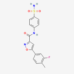 molecular formula C17H14FN3O4S B11352312 5-(3-fluoro-4-methylphenyl)-N-(4-sulfamoylphenyl)-1,2-oxazole-3-carboxamide 